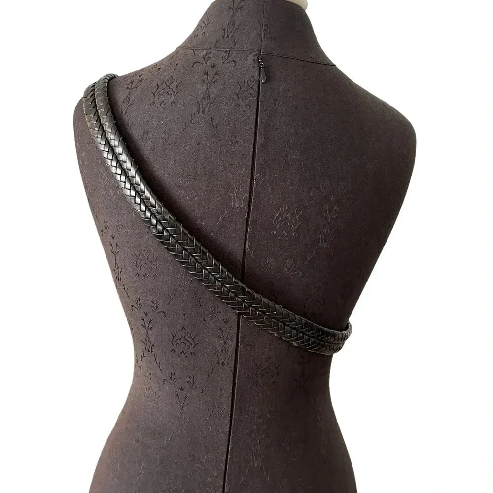 L. L. Bean Black Woven Leather Belt Size 42